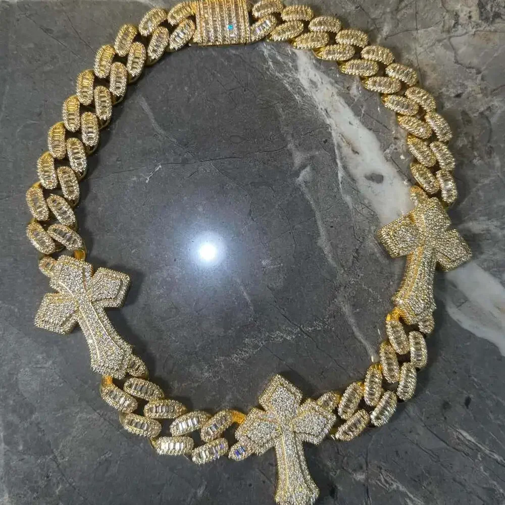 Gold Cross Cuban Link Chain 811 C